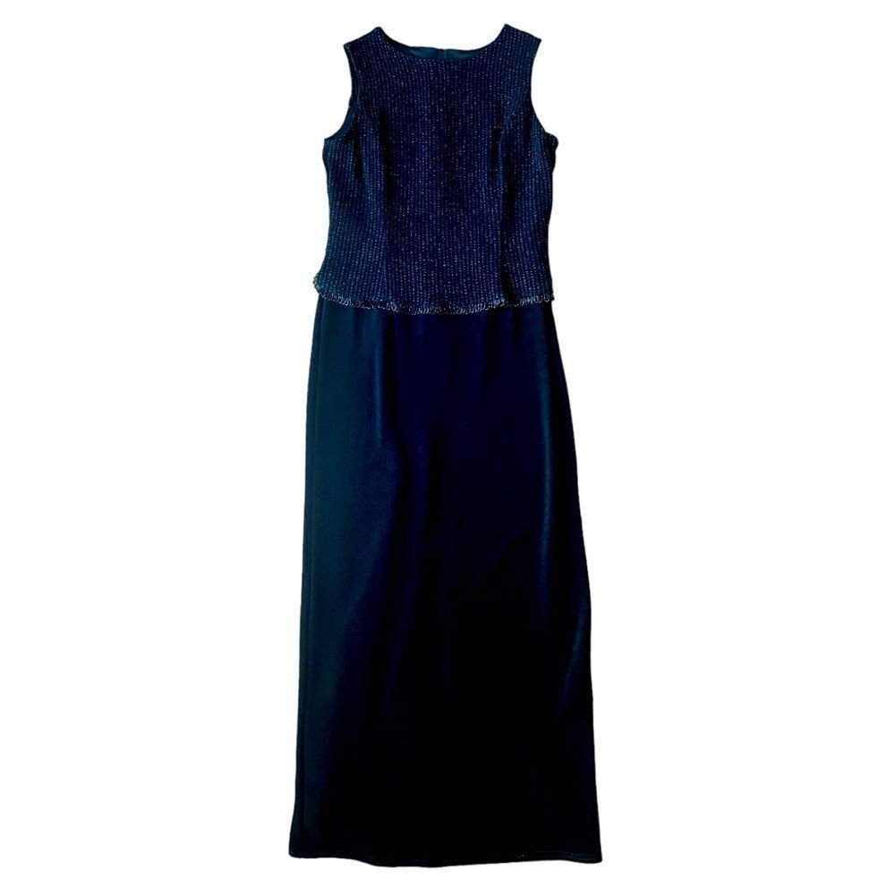 Scott McClintock Women's Vintage 90's Long Black Evening Formal Sparkle Dress 14